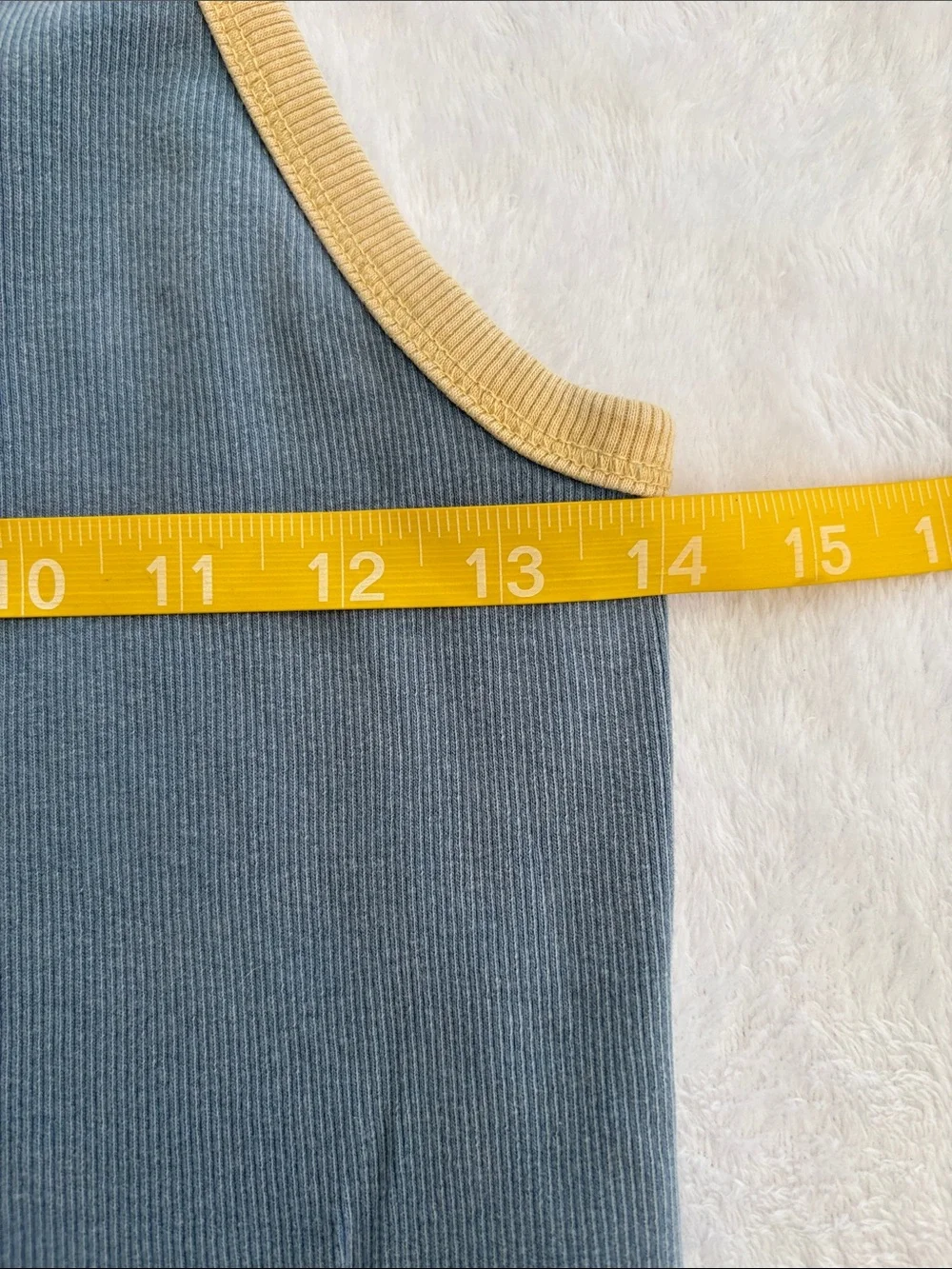 We the Free size large only 1 ringer Blue Tank Top with Yellow Trim - Picture 6 of 11
